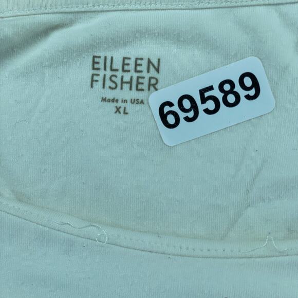 EILEEN FISHER Tank Top XL Organic Cotton Jersey Cross Back Shelf Bra White USA - Picture 16 of 16